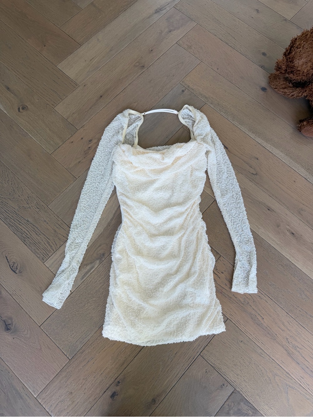 Oh Polly Ivory Long Sleeve Mini Dress